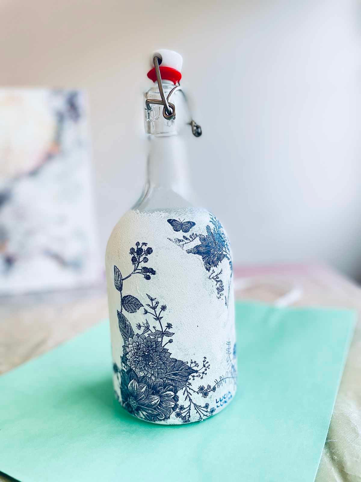 Flower birds glass art decoupage IMG_6453